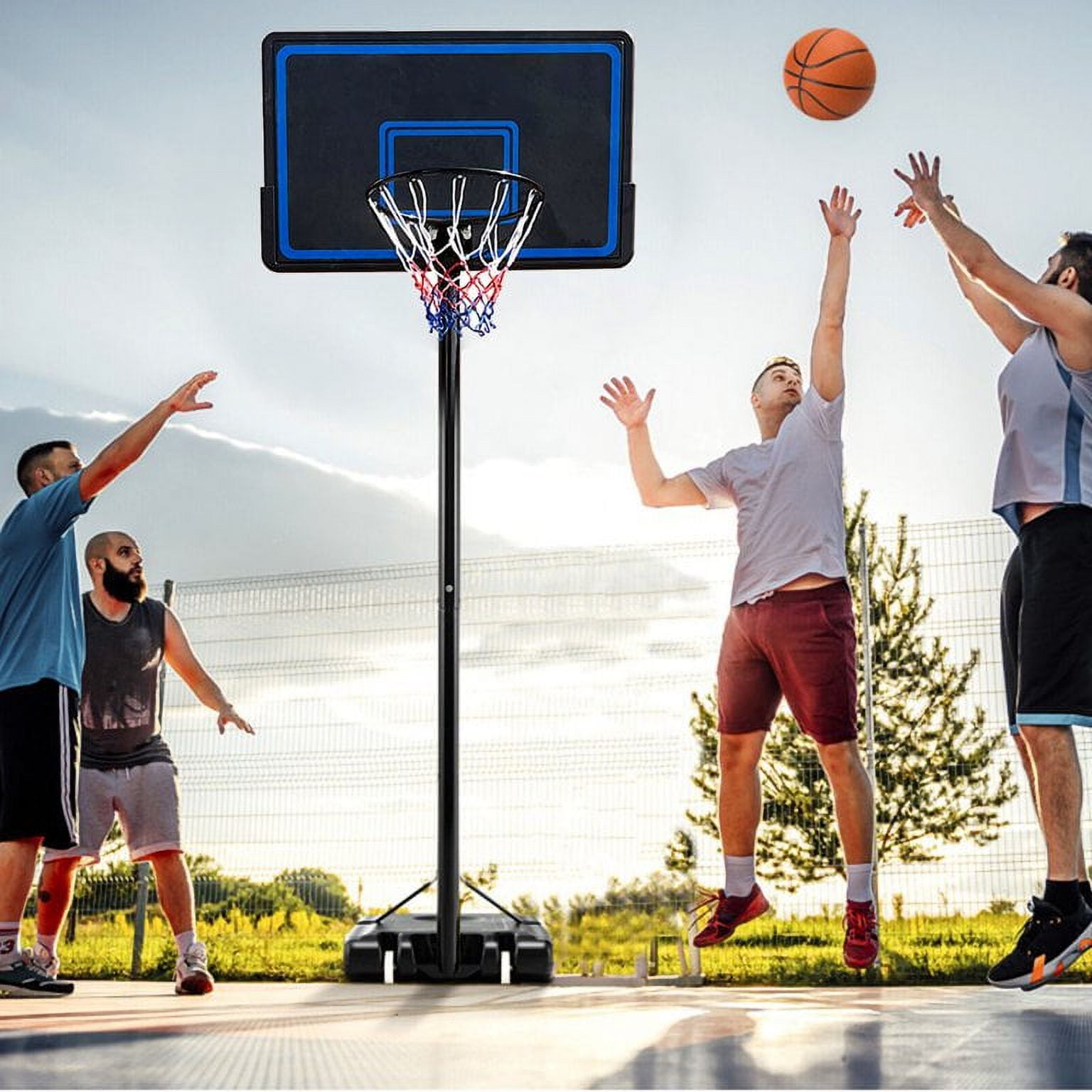 Vebreda 44" Adjustable Portable Basketball Hoop with 7.5 - 10 ft. Height Adjustable for Outdoor Indoor Court, Blue