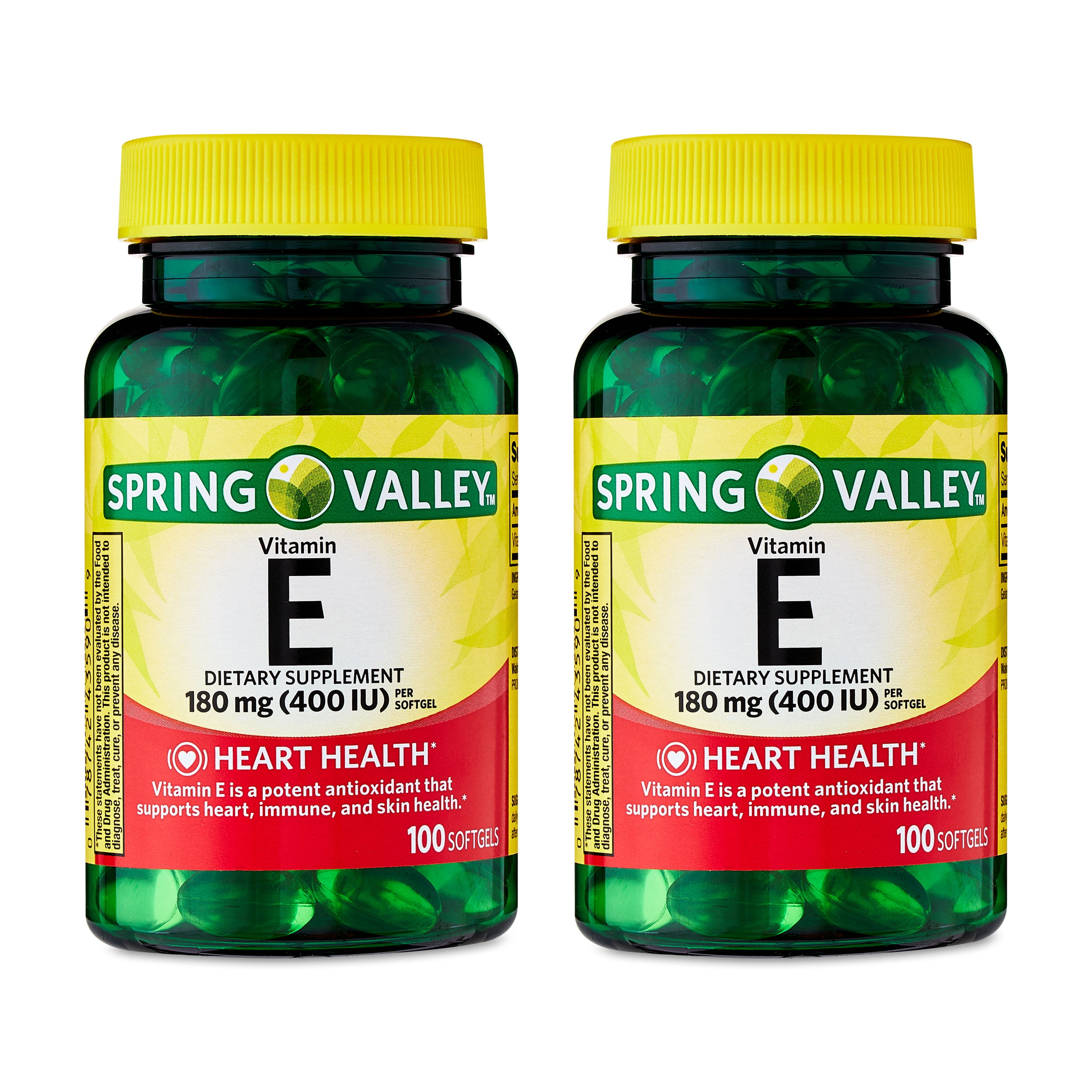 Spring Valley Vitamin E Dietary Supplement Twin Pack 180 Mg 200 Count 