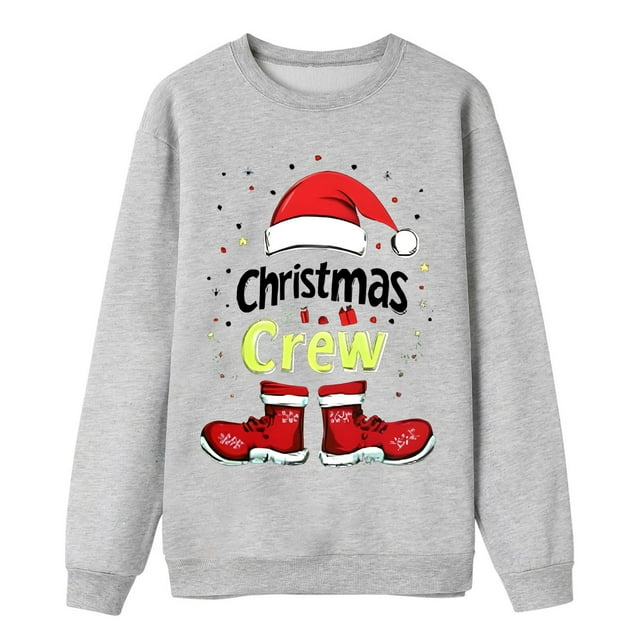 AWZXDE Christmas Pajamas Pyjama Familial de Noël Shorts à Lettres Imprimées Manches Longues Col Rond Chandail à Capuchon Homme,m