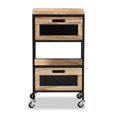 thumbnail image 4 of Baxton Studio Olinda Industrial Oak Brown Finished Wood and Metal 2-Drawer End Table, 4 of 5