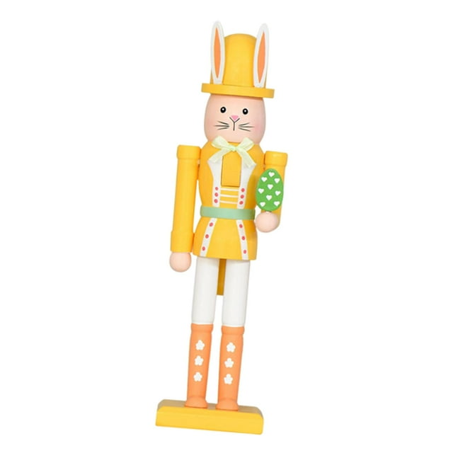 Figura de Cascanueces de Conejo de Pascua, Decoración de Pascua, Centro de Mesa de 30 cm Amarillo