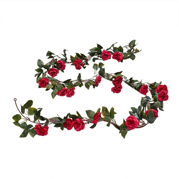 1X Flower Vine Clearance! Nomeni Diy Decorative Rose Vine 2.1M 24 Flowers Red, Fake Flowers Promotion Sale! Red