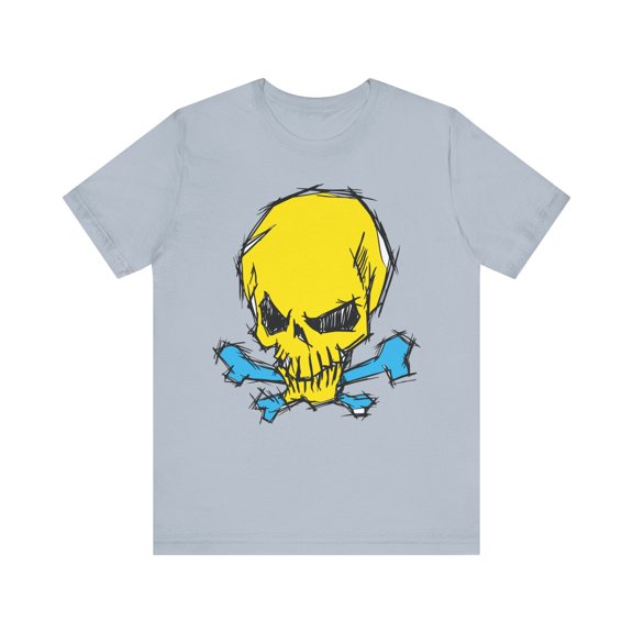 2-Yellow Skull Graphic Design Tee, Skull Shirt, Vintage Tees, Art Design T-Shirt, Vintage Graphic Tee, Art Shirts with Skulls
