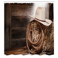 thumbnail image 2 of Ambesonne Western Shower Curtain, Wooden Folk Robe Hat, 69"Wx84"L, Brown Beige, 2 of 4