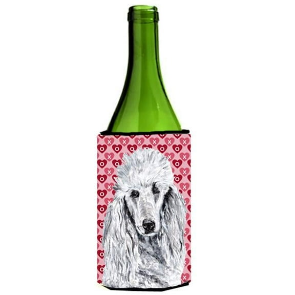 White Standard Poodle Hearts And Love Wine bottle sleeve Hugger 24 Oz.
