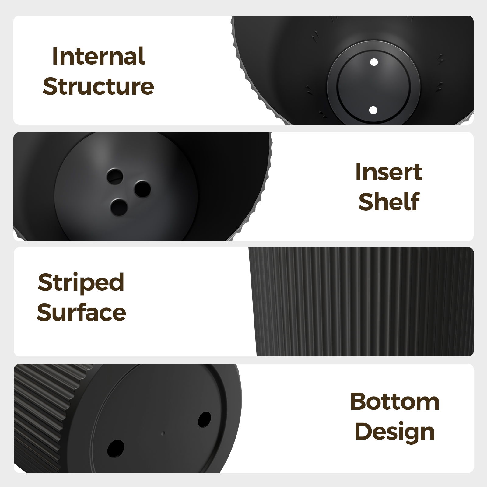 Chiccushion 23.6 inch Tall Planter Set of 2, Large Plastic Round Planter for Outdoor Indoor Garden Patio Front Door, Black
