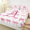 thumbnail image 3 of jejeloiu Letter A Monogrammed Twin Sheet Set,Bowknot Pink White,Microfiber Decor For Girls,3-Piece, 3 of 7