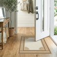 thumbnail image 2 of ODIKA 2'x3' Washable Doormat Dining Abstract Beige Greek Key Border Geometric Neutral Periwinkl for Entryway, Kitchen, Laundry Room, Non-Slip, Low Pile, 2 of 7