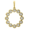 thumbnail image 3 of 10K Yellow Gold Diamond Flower Halo Circle Pendant Cut Out Charm 1" 0.50 CT., 3 of 6