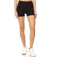 thumbnail image 2 of Women's Casual Stretch Elastic Waist Solid Basic Mini Biker Shorts Pants (Pack of 3), 2 of 4