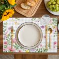 thumbnail image 4 of Pink Purple Flower Placemats Set of 4, Spring Country Floral Leaf Grey Plaid Placemats for Dining Table, Place Mats for Kitchen Tabletop, Waterproof Wipeable Dining Table Mats Set, 4 of 9