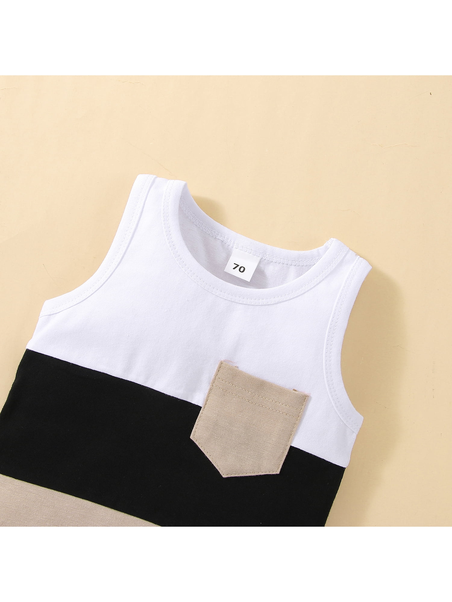 2pcs Letter Print Color Block Hooded Sleeveless Baby Set