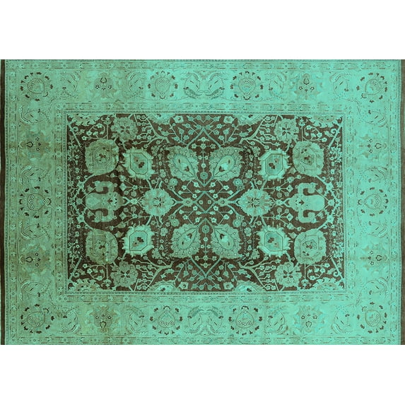 Ahgly Company Indoor Rectangle Oriental Turquoise Blue Traditional Area Rugs, 2' x 4'