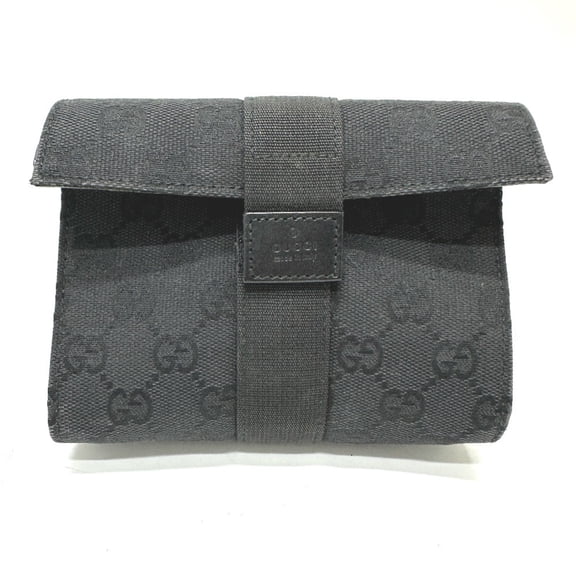 Pre-Owned GUCCI 39.0911 GG Canvas Cosmetic Pouch, Women's, Black (Good)
