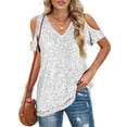 thumbnail image 3 of Mittory Sparkly Sequin Top V Neck Cold Shoulder Glitter Short Sleeve Dressy Party Blouse Shirts, 3 of 8
