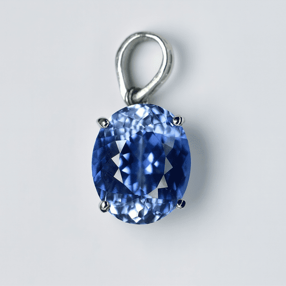 Natural Blue Sapphire Pendant 925 Sterling Silver, 20.25 Carat, Oval Cut for Jewelry Making