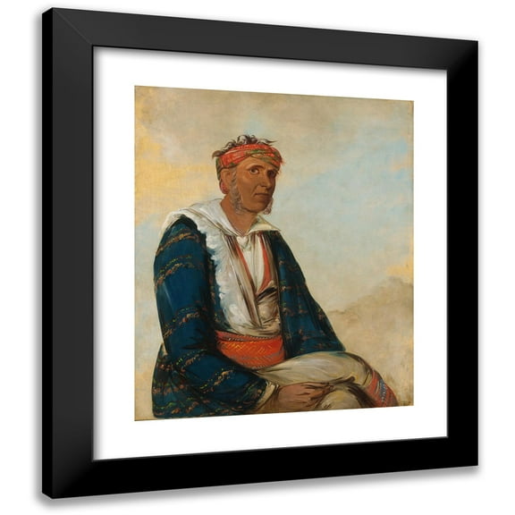 George Catlin 12x14 Black Modern Framed Museum Art Print Titled - Col-Lee, a Band Chief (1834)