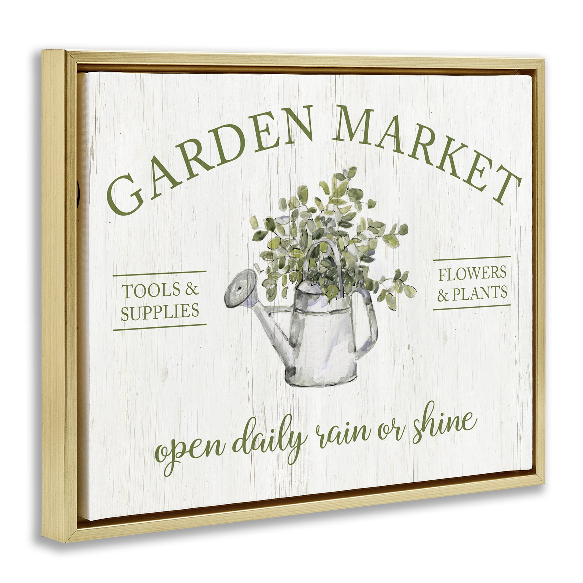 Stupell Industries Open Daily Garden Market Gold Framed Floater Canvas Wall Art, design by Sally Swatland