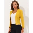 thumbnail image 2 of Allegra K Oficina de trabajo para mujer, sin cuello, con cremallera, abrigo corto, traje, chaqueta, chaqueta cortada Amarillo L, 2 of 5