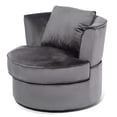 thumbnail image 5 of Waytrim Velvet Swivel Barrel Chair with Pillow, Round Accent Sofa, Gray, 5 of 11