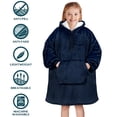 thumbnail image 5 of PAVILIA Wearable Blanket Sweatshirt for Kids Boy Girl Navy Dark Blue, Warm Cozy Giant Blanket Hoodie, Fleece Sherpa Oversized Blanket Sweatshirt with Sleeves, Big Pocket, Christmas Gift, 5 of 7