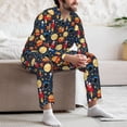 thumbnail image 7 of Naloa Colorful Astronomy Men’s Pajamas Set - Long Sleeve Button Down Sleep Shirt and Pajama Bottoms Sleepwear Set-Small, 7 of 7