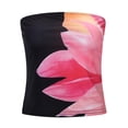 thumbnail image 4 of FYEGRE Strapless Tube Tops for Women Summer Y2K Floral Bandeau Cute Crop Tops Trendy Sleeveless Going Out Outfits Black L, 4 of 8