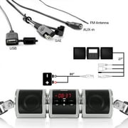 GoHawk RD8 Gen.2 Waterproof Bluetooth Motorcycle Stereo Speakers 7/8-1.25 in. Handlebar Mount MP3 Music Player Audio Amplifier System Scooter Bike ATV, AUX in, USB, FM Radio