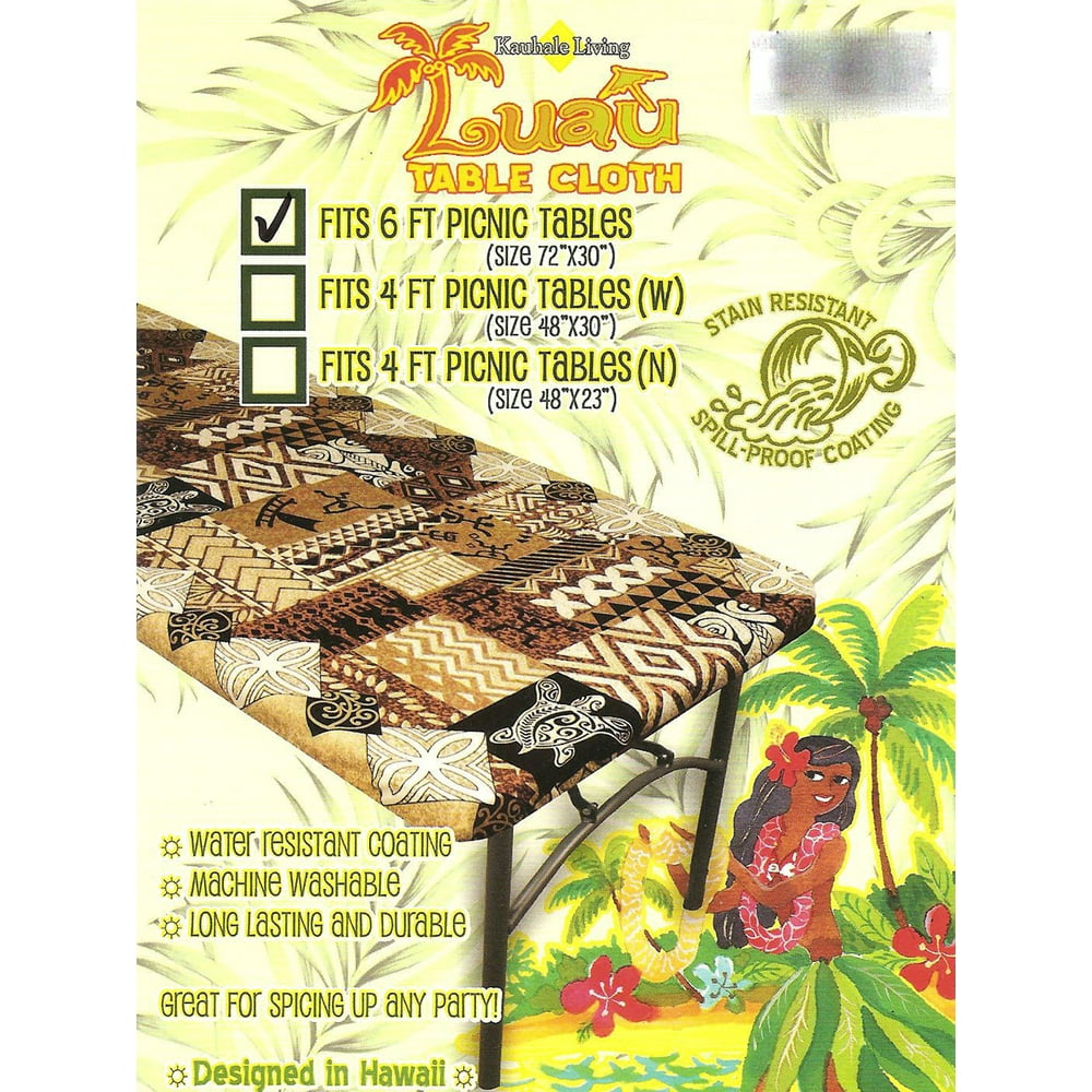 Hawaiian Tropical Fabric Tablecloth for 6' Centerfold Table, Brown