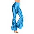 thumbnail image 4 of High Gloss Flared Pants Elegant Casual Trousers With Asymmetric Hem Wide Leg Bootcut Design For Stage Performance And Daily Wear, 4 of 6