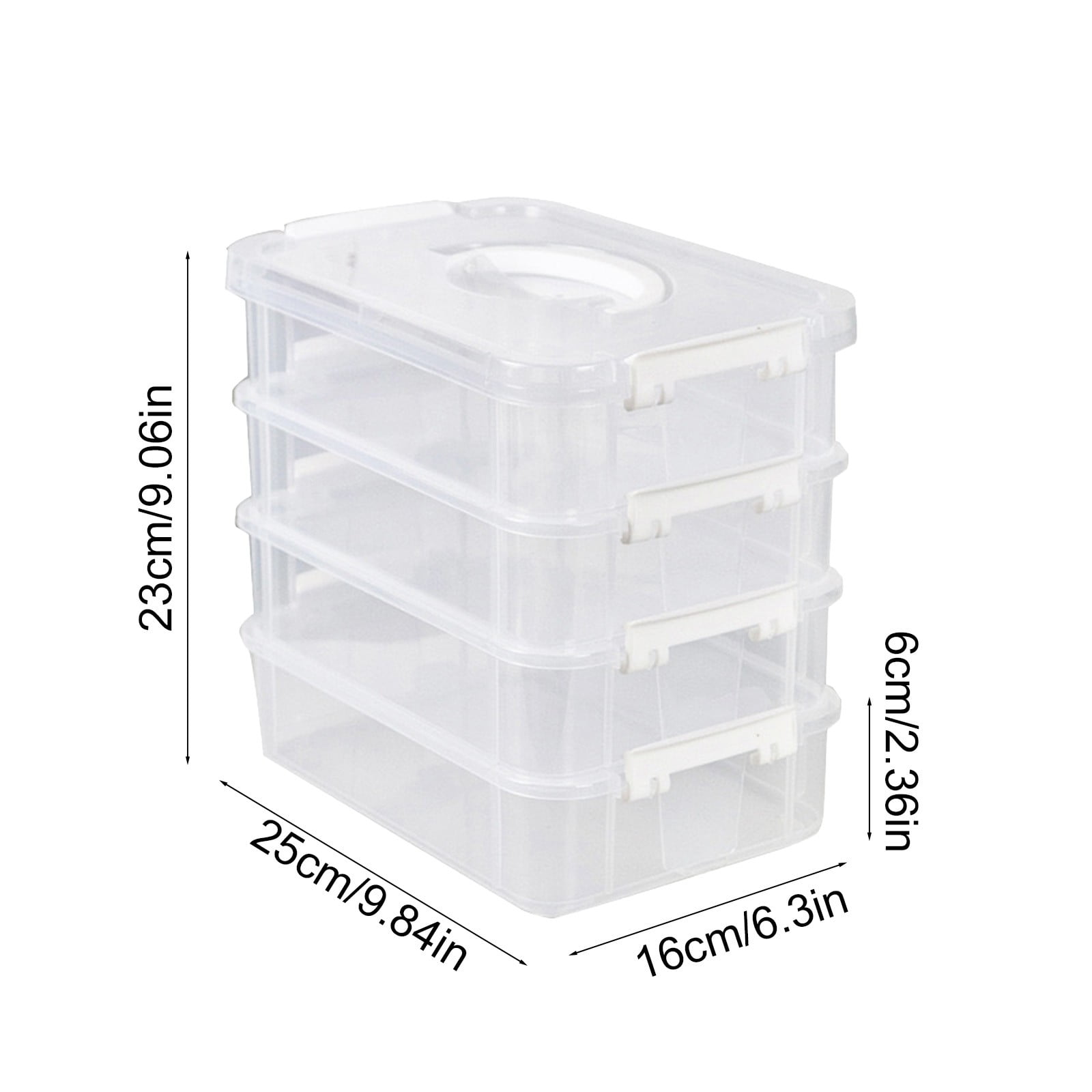 Craft Organizers and Storage, 4-Layer Durable Sewing Organizer for Sewing Supplies with 2 Removable Trays, DIY Kit Container for Seasonal Decor, Tool, Scrapbook and Art Supplies