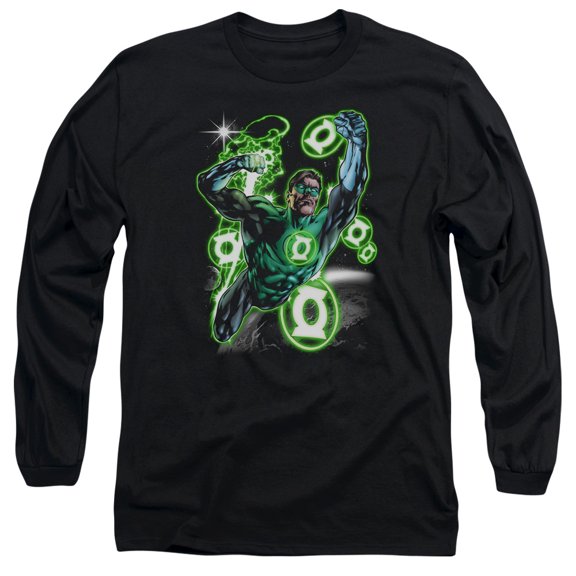 Green Lantern Earth Sector Long Sleeve Adult 18/1 T-Shirt Black