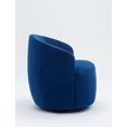 thumbnail image 2 of Swivel Accent Chair with Curved Backrest, Round Barrel Chair with Sturdy Metal Base, Comfy Club Armchair with Soft Padded Seat for Living Room, Bedroom, Blue, 2 of 7