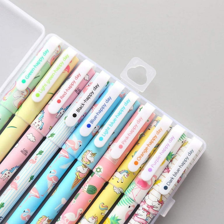 10 Multi Colors Cute Pens Kawaii Roller Ball Fine Point for Kids