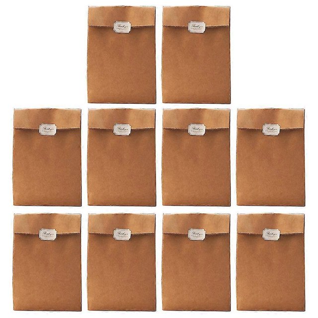 10 piezas de bolsas de regalo de papel kraft de Navidad de color sólido para hornear galletas, galletas, dulces, golosinas, caja de embalaje para regalos de fiesta, medio, bolsa de papel kraft