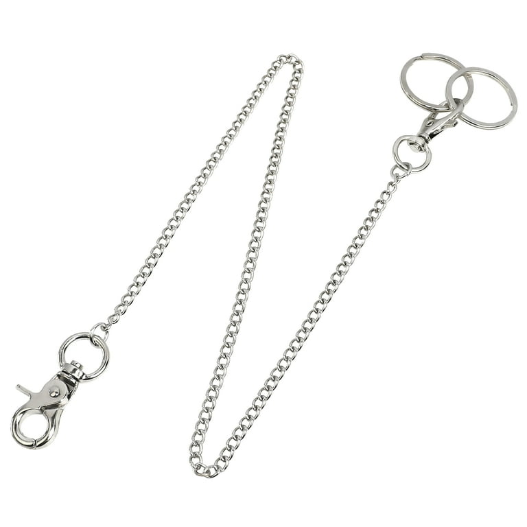 Wallet Chain 18” Silver Belt Chain Pocket Chain, Both Ends Clasps