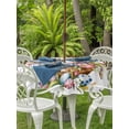 thumbnail image 2 of Outdoor Tablecloth with Umbrella Hole and Zipper, Easter Rabbits Round Table Cloth 54 Inch Waterproof Tablecloth, Watercolor Flowers Eggs Cute Bunny Butterflies Picnic Table Cover for Patio Camping, 2 of 7