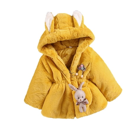 

Ixbnca Girls Kids Coat Fuzzy Cozy Cute Hoodie Zip Fall Winter Warm Plush Sherpa Jackets with Cartoon Bag