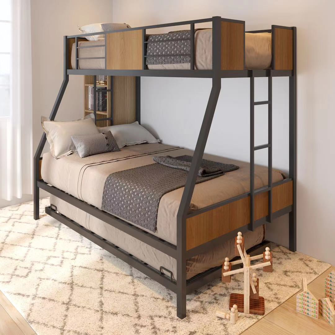 Full Metal Bunk Bed Frames With Trundle, Metal Twin Over Full Bunk Bed With Trundle And Storage Drawers