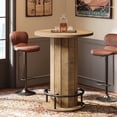 thumbnail image 3 of Finmind 39.4" Round Bar Table, Wood Bistro Pub Table with Metal Ring Footrest for Dining, Coffee & Small Spaces, Light Brown (Table Only), 3 of 6