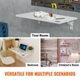 thumbnail image 2 of KFFKFF Wall-Mounted Folding Desk, 23.62" x 15.75" Drop-Down Table, Space-Efficient Floating Desk with Metal Bracket, Multi-Use Foldable Desk, Perfect for Office, Kitchen, Dining, Bar - White, 2 of 9