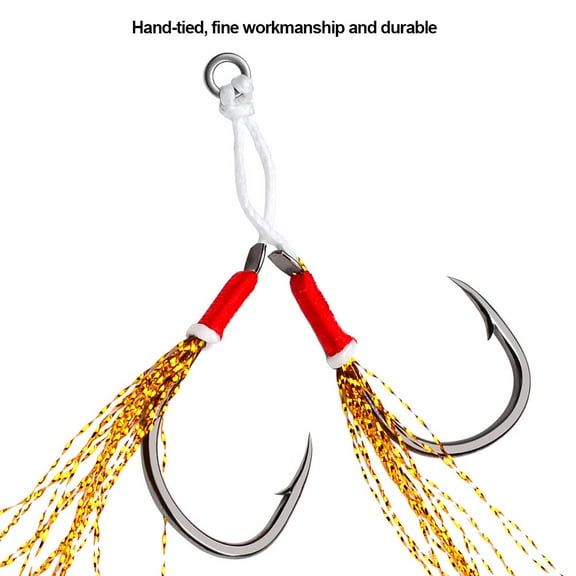 20PCS Double Assist Hooks Carbon Steel Jig Hook Big Game Saltwater Fishing Hook 11-20#