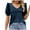 Navy, variant on Odeerbi Summer 2025 Casual Elegant Tops for Women Fashion V-Neck Solid Short Sleeve Sexy Blouse Black