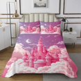 thumbnail image 1 of Erosebridal Girly Pink Castle Coverlet Set King, Fairy Tale Bedding Set, Princess Style Decor 3pcs, 1 of 5