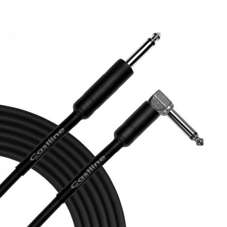 1 Ft Castline Silver 1/4" TS Straight 1/4" TS Right Angle Unbalanced Cable Mogami 2582