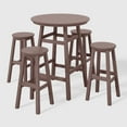 thumbnail image 2 of WestinTrends Malibu 5-Piece HDPE Outdoor Patio Dining Bar Bistro Table Set with Bar Stools, Dark Brown, 2 of 11
