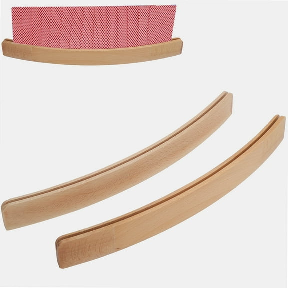 2Pcs Playing Card Holder,Curved Shape Wooden Cards Holders, Professional Wood Playing Card Poker Cards Holder Tray Rack for Kids Adults Seniors Card Game Accessories for Bridge