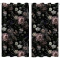thumbnail image 2 of Blackout Curtains 2 Panels Set Black Pink Floral Rose Black Out Curtain Gothic Chic Dark Thermal Insulated Window Treatments Decor for Living Room Bedroom Darkening Curtain-52"W x 72"L (Pack of 2), 2 of 7