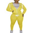 thumbnail image 1 of Women Hooded Tops Trousers Pocket Drawstring Elastic Waist Set, 1 of 7