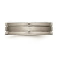 thumbnail image 3 of Grey Titanium Ring Band Wedding Grooved 6mm Brushed and Polished, 3 of 6